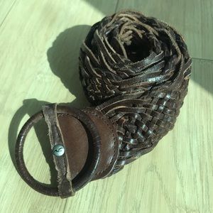 Brown Braided Leather Belt